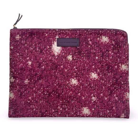 Marc Jacob’s Vintage Laptop Case Bag 14x10.5” Designer Maroon Purple Pattern - Picture 1 of 5